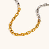 Two-Tone Spring Buckle Chain Necklace – Waterproof 18K Gold Plated Necklace | Ezra Gems