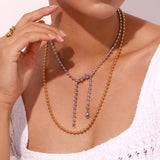 Oval Bead Clavicle Chain Necklace – Waterproof 18K Gold Plated Necklace | Ezra Gems