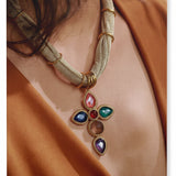Glass Cross Pendant Necklace