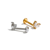 Zirconia Helix Flat Back Earring – Waterproof 18K Gold Plated Earring | Ezra Gems