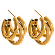 Gold Geometric Statement Hoop Earrings — waterproof hypoallergenic stainless steel jewelry | Ezra Gems
