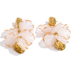 Fairy Resin Flower Petal Drop Earrings – Waterproof 18K Gold Plated Earrings | Ezra Gems