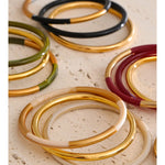 3-Circle Resin Bangle Set – Waterproof 18K Gold Plated Bracelet | Ezra Gems