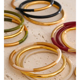 3-Circle Resin Bangle Set – Waterproof 18K Gold Plated Bracelet | Ezra Gems