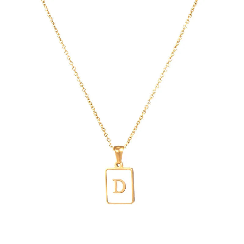 Mother of Pearl Initial Necklace – Waterproof 18K Gold Plated Necklace | Ezra Gems