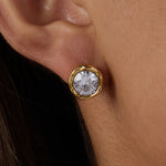 Round Zirconia Gold Halo Stud Earrings – Waterproof 18K Gold Plated Earrings | Ezra Gems