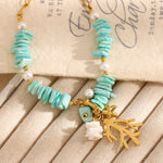 Bohemian Coral Natural Stone Necklace – Waterproof 18K Gold Plated Necklace | Ezra Gems