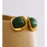 Glossy Resin Square Stud Earrings – Waterproof 18K Gold Plated Earrings | Ezra Gems