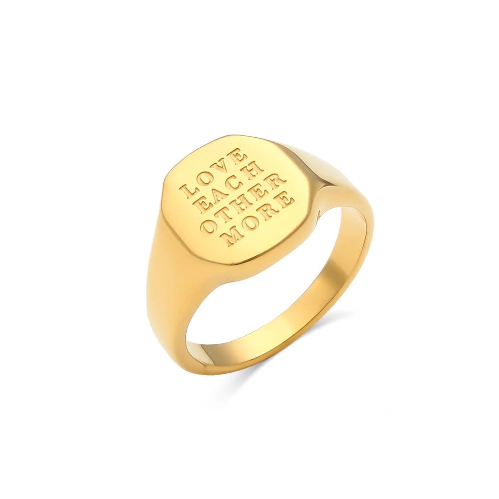 Engraved Letter Word Ring