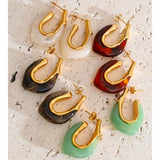 Multi-Color Resin Round & Square Geometric Earrings