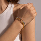 Slim Steel Bead Open Cuff Bracelet – Waterproof 18K Gold Plated Bracelet | Ezra Gems