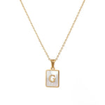 Mother of Pearl Initial Necklace – Waterproof 18K Gold Plated Necklace | Ezra Gems