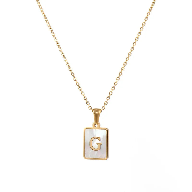 Mother of Pearl Initial Necklace – Waterproof 18K Gold Plated Necklace | Ezra Gems