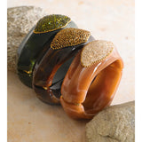 Resin Rhinestone Statement Bangle – Waterproof 18K Gold Plated Bracelet | Ezra Gems