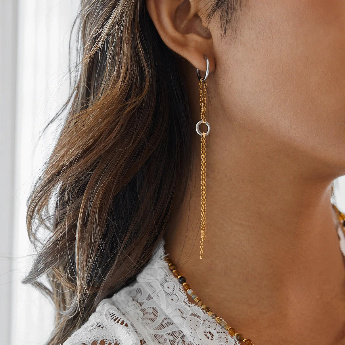 Long Gold Tassel Earrings – Waterproof 18K Gold Plated Earrings | Ezra Gems