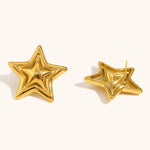 Double-Layer Pentagram Star Earrings – Waterproof 18K Gold Plated Earrings | Ezra Gems