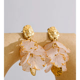 Fairy Resin Flower Petal Drop Earrings – Waterproof 18K Gold Plated Earrings | Ezra Gems