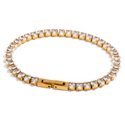 Clear Gemstone Tennis Bracelet — waterproof hypoallergenic stainless steel cubic zirconia 18K gold-plated jewelry | Ezra Gems