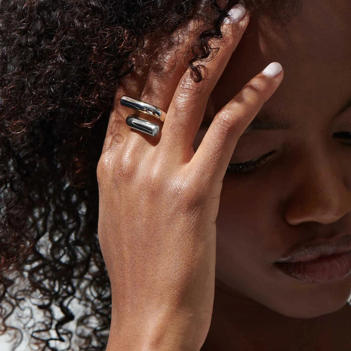 Polished Sculptural Statement Ring – Waterproof 18K Gold Plated Ring | Ezra Gems