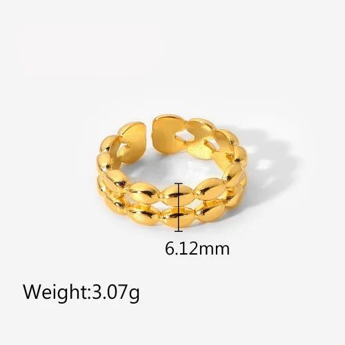 Mixed Link Open Stacking Ring – Waterproof 18K Gold Plated Ring | Ezra Gems