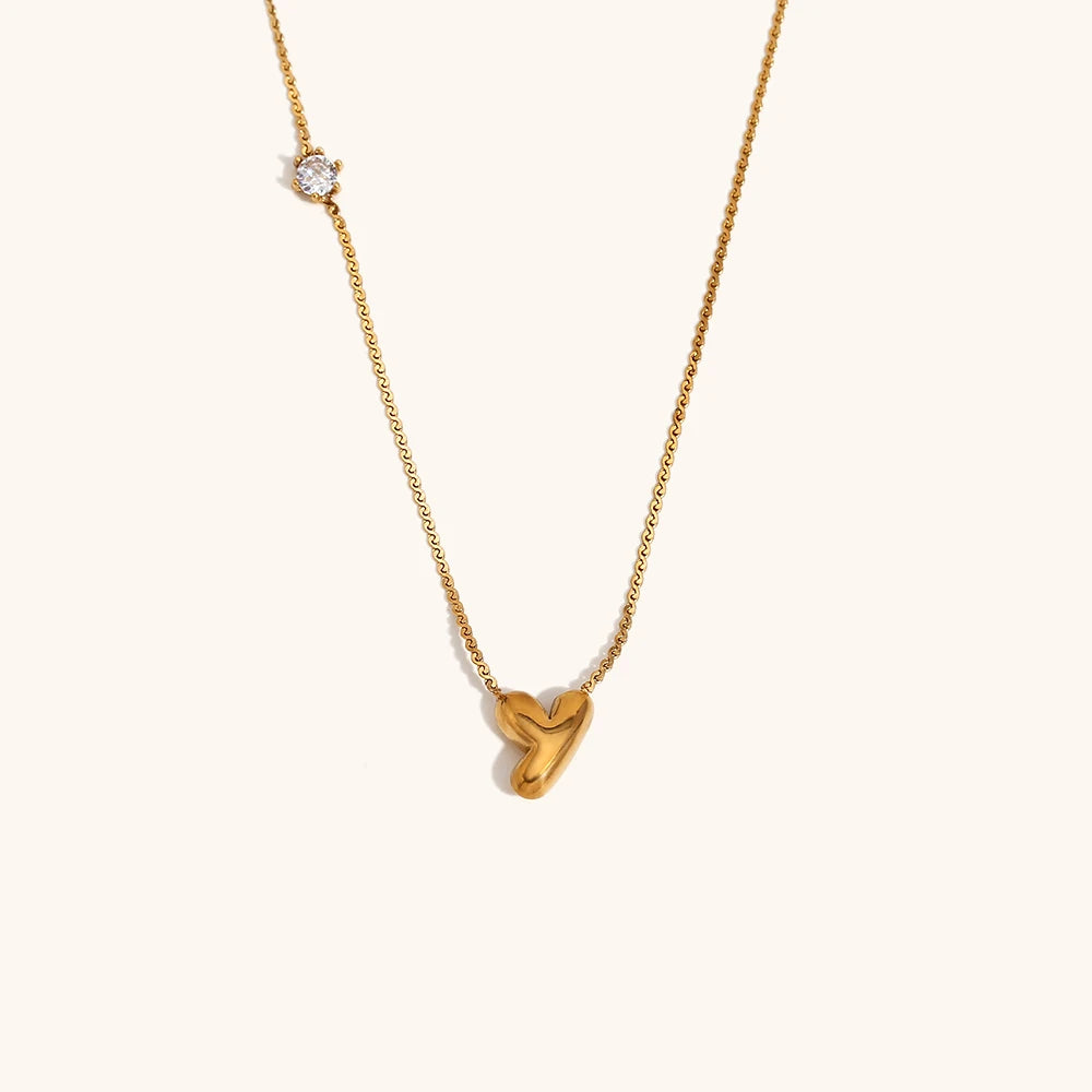 Sparkling Zircon Initial Necklace – Waterproof 18K Gold Plated Necklace | Ezra Gems