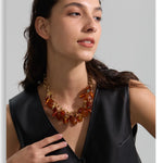 Amber Resin Bead Charm Necklace – Waterproof 18K Gold Plated Necklace | Ezra Gems