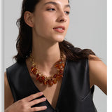 Amber Resin Bead Charm Necklace – Waterproof 18K Gold Plated Necklace | Ezra Gems