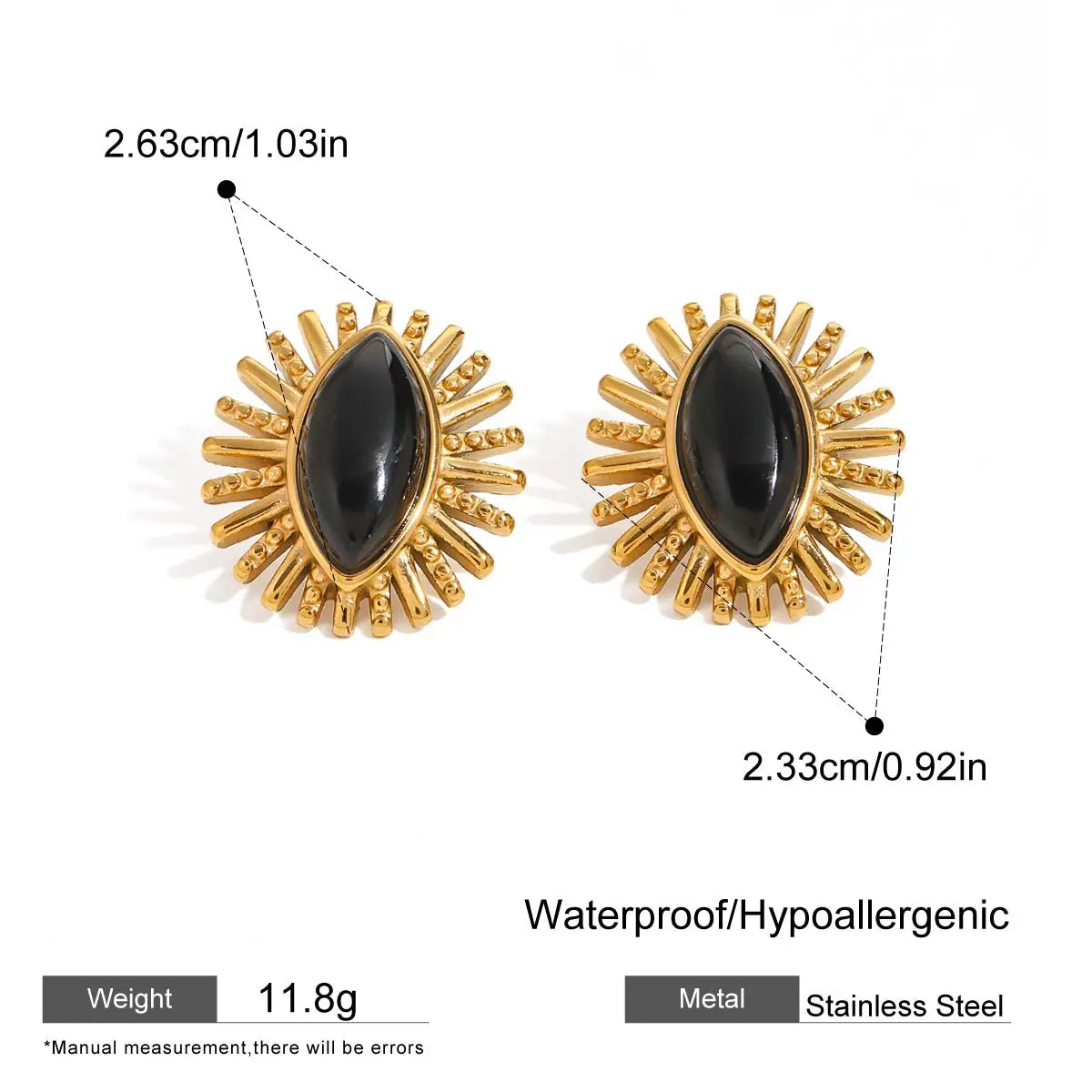 Black Stone Statement Earrings