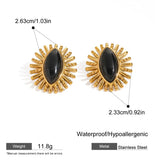 Black Stone Statement Earrings