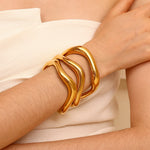 Liquid Wave Open Cuff Bracelet – Waterproof 18K Gold Plated Bracelet | Ezra Gems