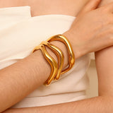 Liquid Wave Open Cuff Bracelet – Waterproof 18K Gold Plated Bracelet | Ezra Gems