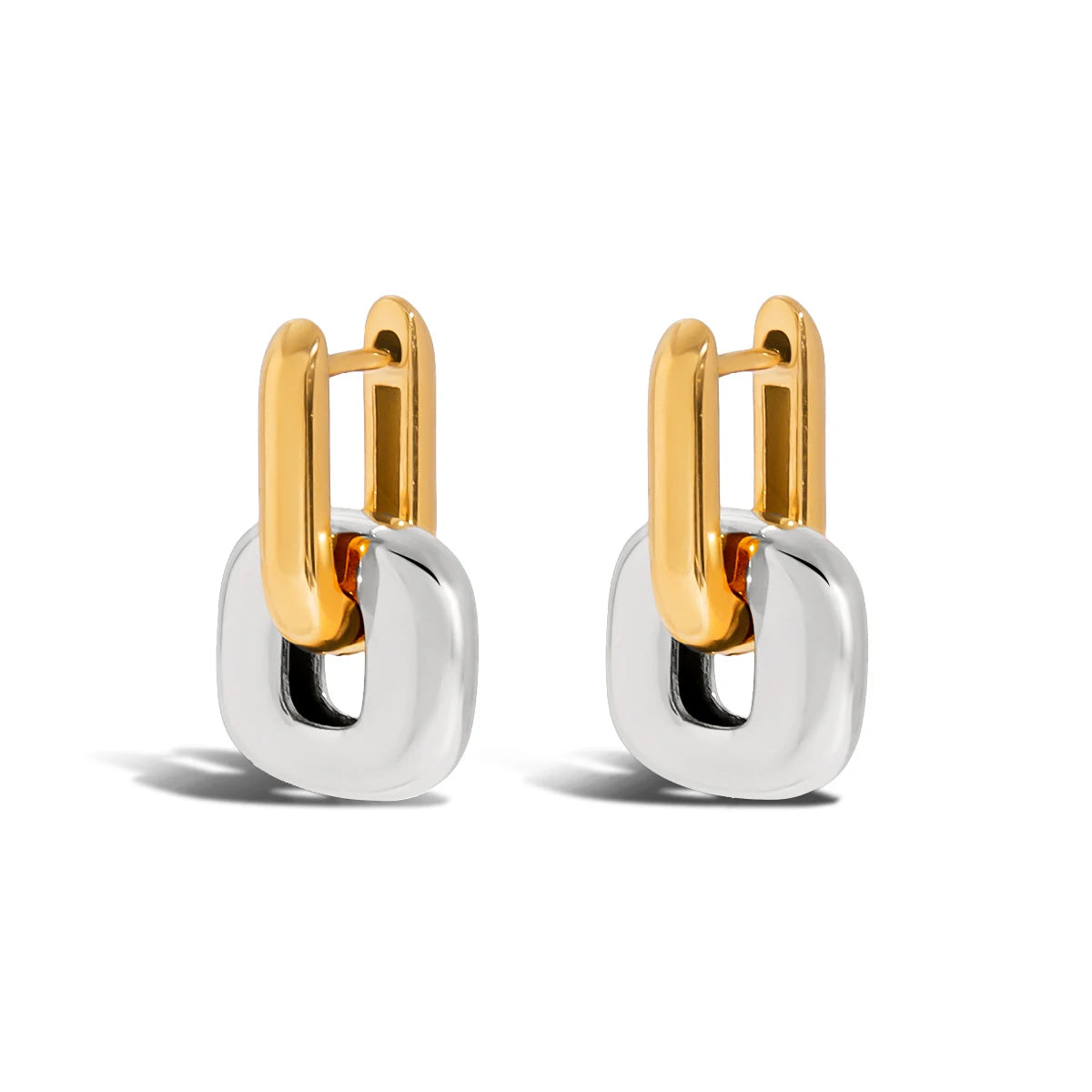 Patchwork U Shape Drop Earrings – Waterproof 18K Gold Plated Earrings | Ezra Gems