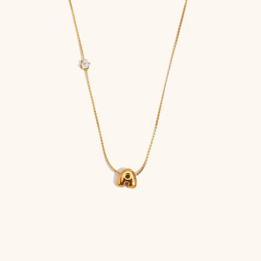 Sparkling Zircon Initial Necklace – Waterproof 18K Gold Plated Necklace | Ezra Gems