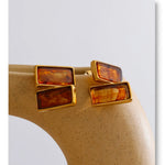 Acrylic Rectangle Stud Earrings – Waterproof 18K Gold Plated Earrings | Ezra Gems