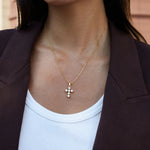 Cubic Zirconia Cross Pendant Necklace – Waterproof 18K Gold Plated Necklace | Ezra Gems