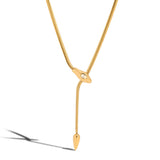 Gold necklace with a unique design on a white background