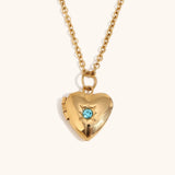 Birthstone Box Pendant Necklace – Waterproof 18K Gold Plated Necklace | Ezra Gems