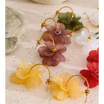 Resin Acrylic Flower Petal Drop Earrings – Waterproof 18K Gold Plated Earrings | Ezra Gems