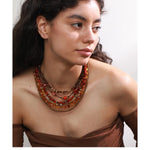 Layered Resin Bead Bib Necklace – Waterproof 18K Gold Plated Necklace | Ezra Gems