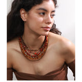 Layered Resin Bead Bib Necklace – Waterproof 18K Gold Plated Necklace | Ezra Gems
