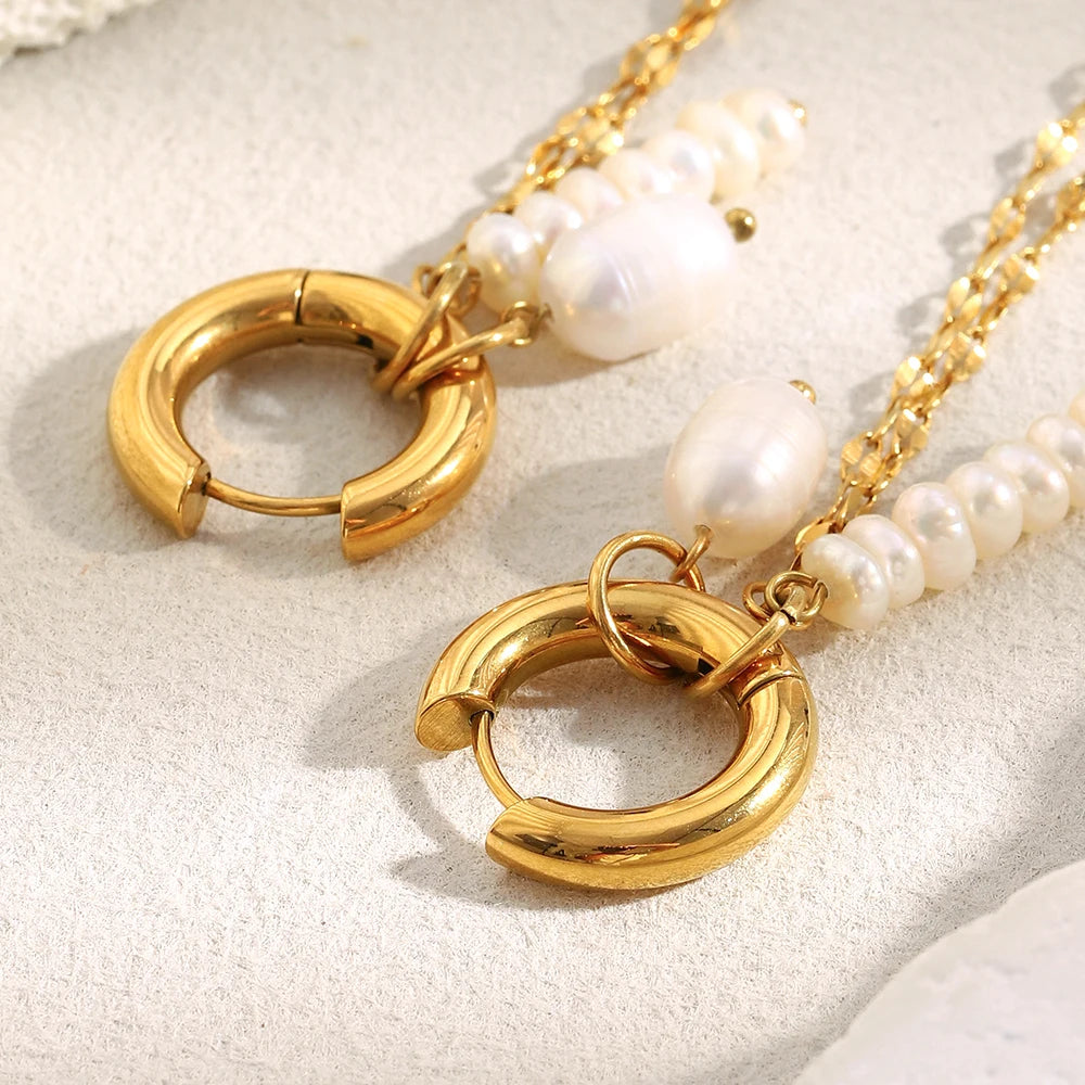 Freshwater Pearl Chain Tassel Earrings – Waterproof 18K Gold Plated Earrings | Ezra Gems