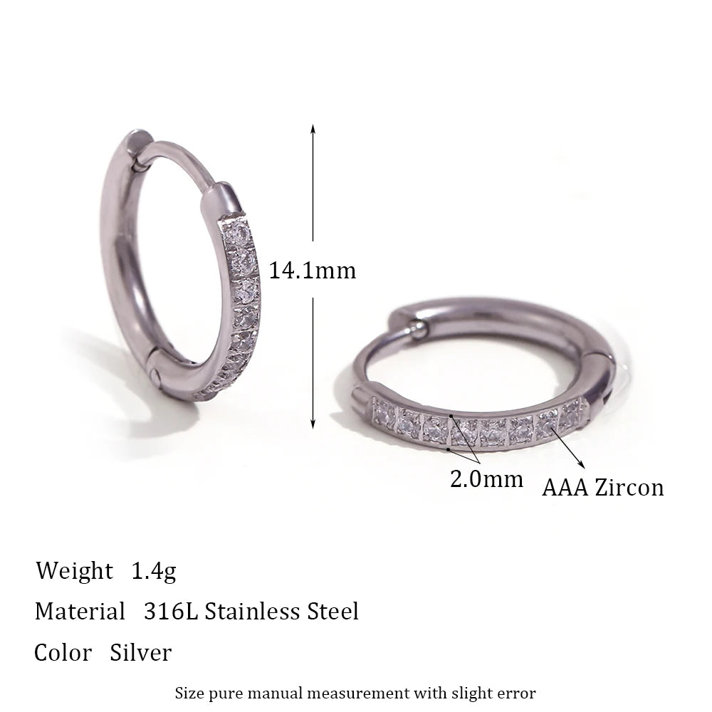 Rounded Edges Cubic Zirconia Hoop Earrings – Waterproof 18K Gold Plated Earrings | Ezra Gems
