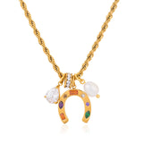 Crystal Horseshoe Pendant Necklace