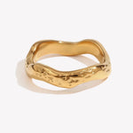 Wave Pattern Plain Band Ring – Waterproof 18K Gold Plated Ring | Ezra Gems