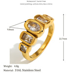 Geometric Clear Zircon Ring – Waterproof 18K Gold Plated Ring | Ezra Gems