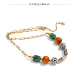 Natural Stone Resin & Wood Bead Necklace