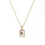 Mother of Pearl Initial Necklace – Waterproof 18K Gold Plated Necklace | Ezra Gems