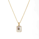 Mother of Pearl Initial Necklace – Waterproof 18K Gold Plated Necklace | Ezra Gems