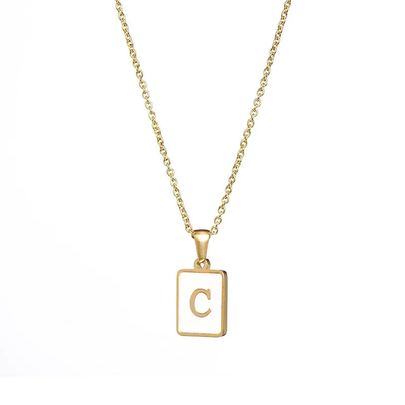 Mother of Pearl Initial Necklace – Waterproof 18K Gold Plated Necklace | Ezra Gems