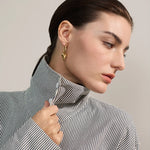 Gold Yhpup stainless steel heart-shaped hoop drop earrings